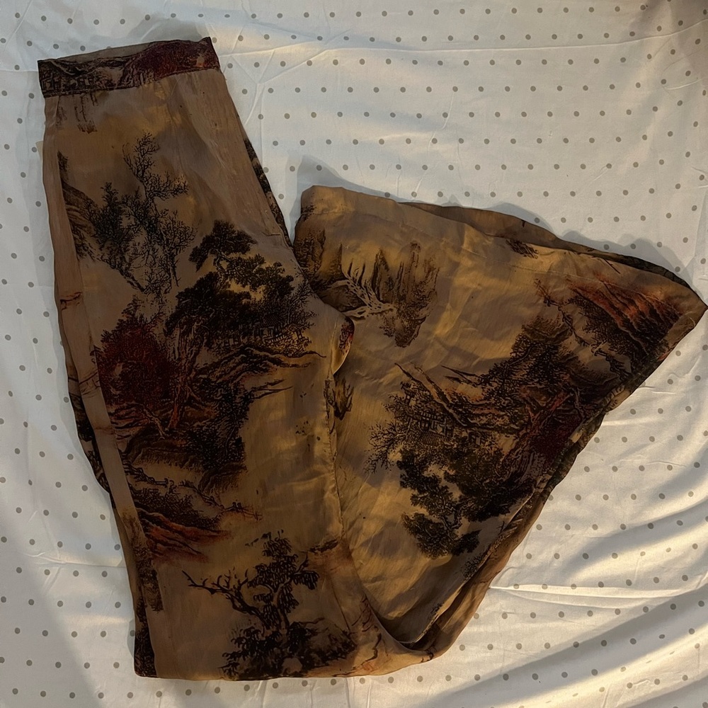 Vintage Satin Transparent High Waist Pants